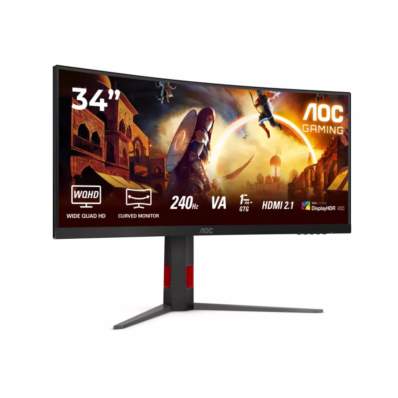 AOC G4 CU34G4Z computer monitor 86.4 cm (34 inch) 3440 x 1440 pixels Wide Quad HD LED Black, Red