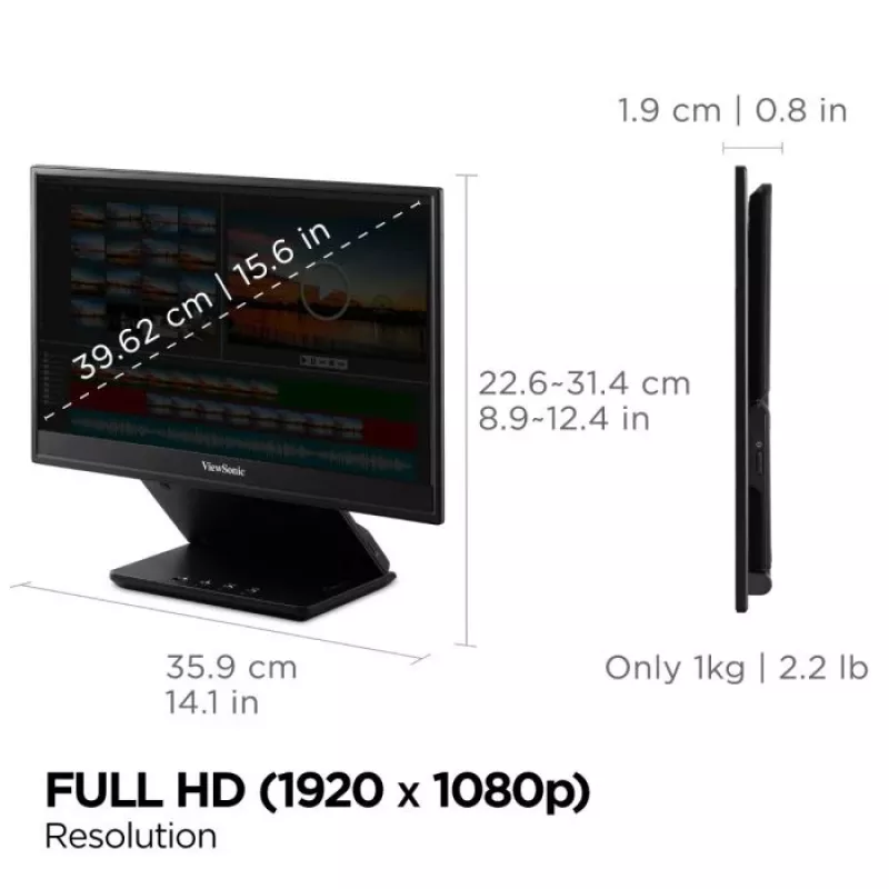 Viewsonic VP Series VP16-OLED computer monitor 40.6 cm (16 inch) 1920 x 1080 pixels Full HD Black