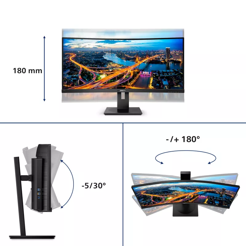 Philips B Line 345B1C/00 computer monitor 86.4 cm (34 inch) 3440 x 1440 pixels Quad HD LCD Black