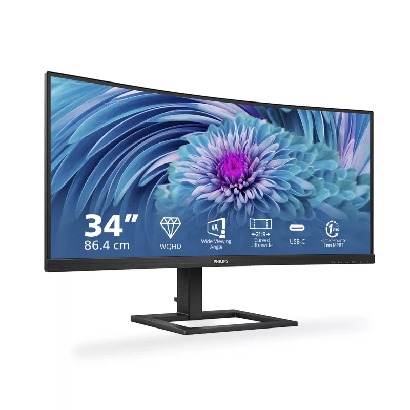Philips E Line 346E2CUAE/00 computer monitor 86.4 cm (34 inch) 3440 x 1440 pixels Wide Quad HD+ LCD Black
