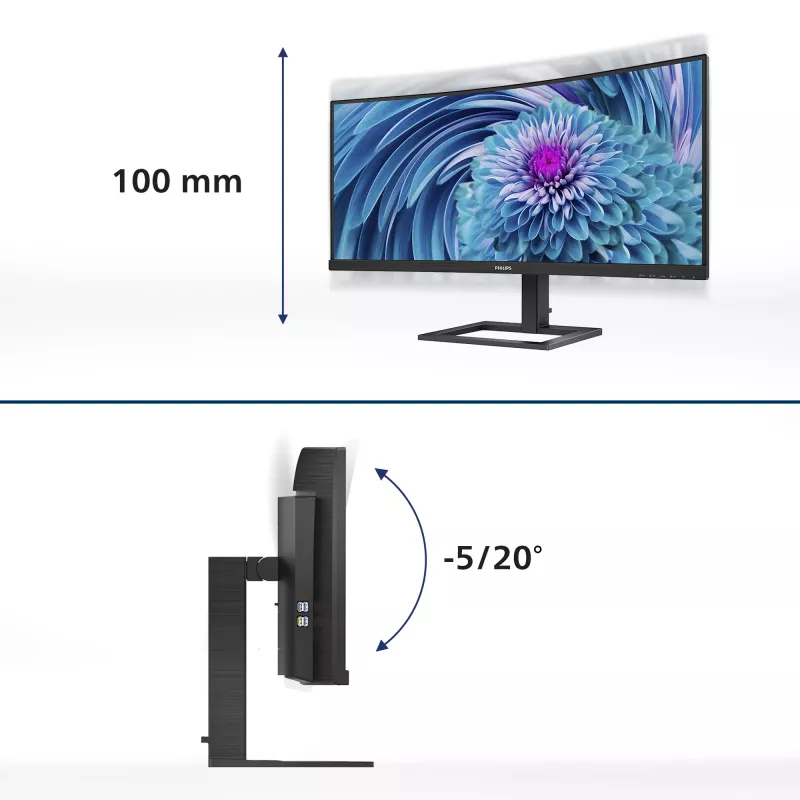 Philips E Line 346E2CUAE/00 computer monitor 86.4 cm (34 inch) 3440 x 1440 pixels Wide Quad HD+ LCD Black