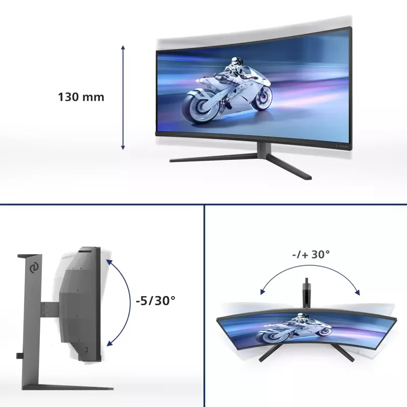 Philips Evnia 34M2C6500/00 computer monitor 86.4 cm (34 inch) 3440 x 1440 pixels Wide Quad HD QD-OLED Grey