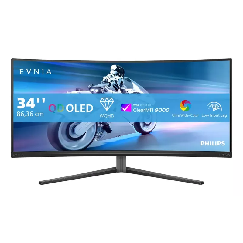 Philips Evnia 34M2C6500/00 computer monitor 86.4 cm (34 inch) 3440 x 1440 pixels Wide Quad HD QD-OLED Grey