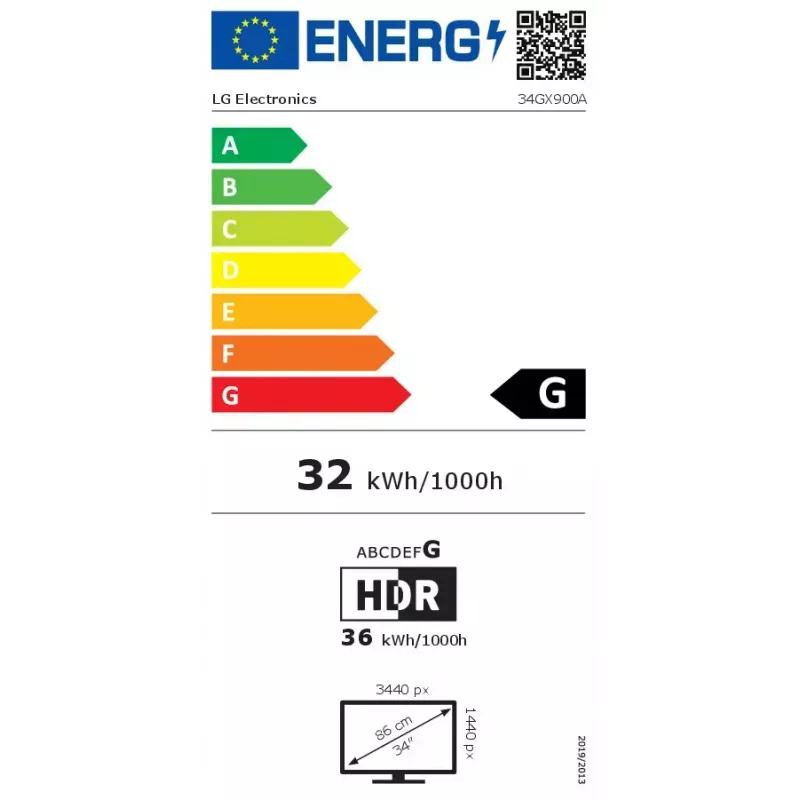 LG 34GX900A-B computer monitor 86.4 cm (34 inch) 3440 x 1440 pixels Wide Quad HD OLED Black