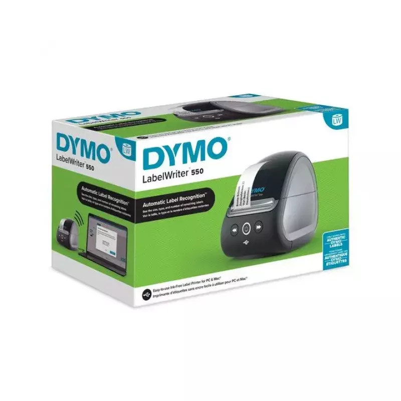 DYMO LabelWriter 550 Label Printer | Label Maker with Direct Thermal Printing | Automatic Label Recognition | Prints Address LabelsShipping LabelsBarcode Labels & More | EU 2 Pin Plug