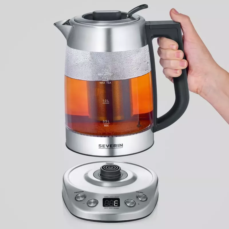 Electric kettle SEVERIN WK 3480 — 1.7 L capacity, 3000 W, white, glass/plastic/stainless steel housing