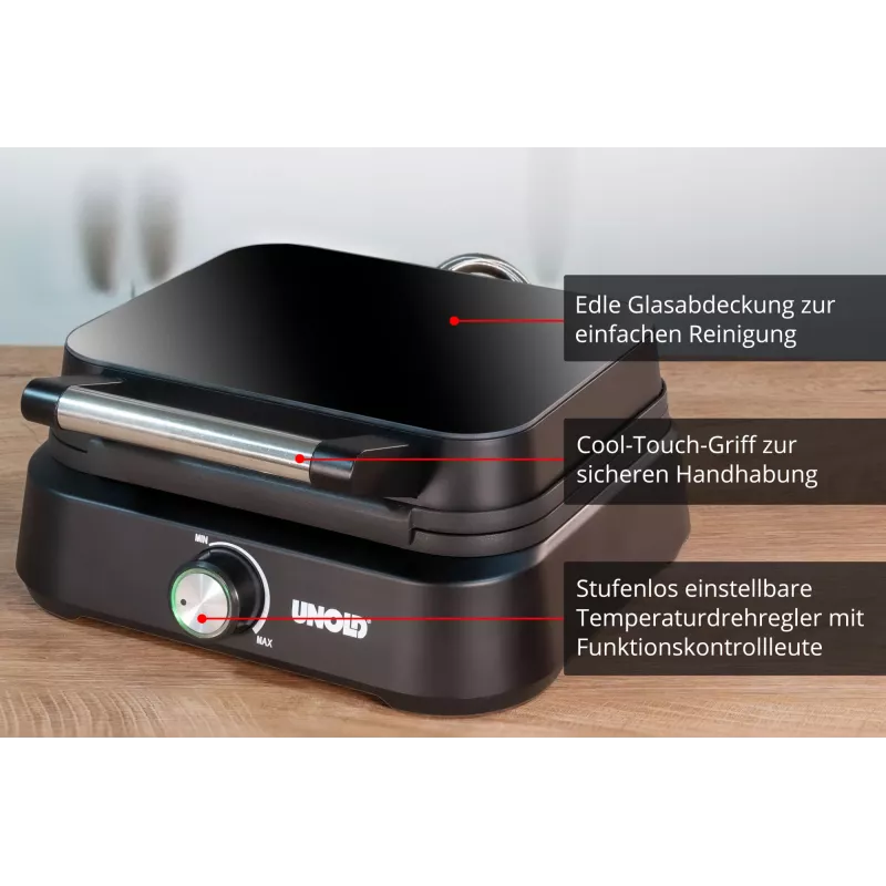 Waffle Iron Unold Belgian Waffle Iron Brussels 2 Waffles Rectangular Black 1500W