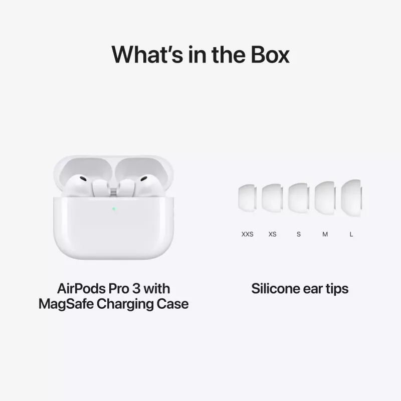 Headset Apple AirPods Pro (3rd generation) — True Wireless in‑ear, H2 chip, IP57, USB‑C charging case, ANC, Transparency