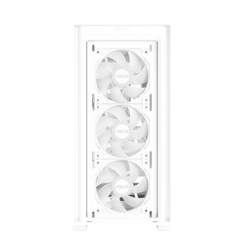 PC case ASUS A21 PLUS Micro ATX white — supports Micro ATX/Mini-ITX, 3x120mm front fans, 1x120mm rear, 360mm front radiator, GPU up to 380 mm