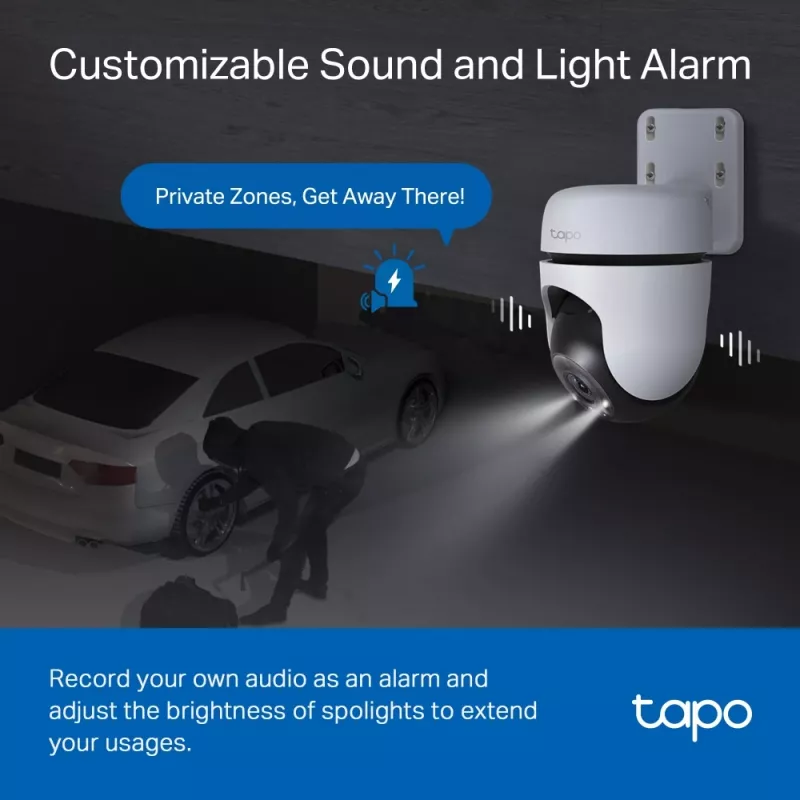 TP-Link Tapo Outdoor Pan/Tilt Security Wi-Fi Camera, IP security camera, Indoor & outdoor, Wireless, CE, FCC, RoHS, RCM, Ceiling, White, Black