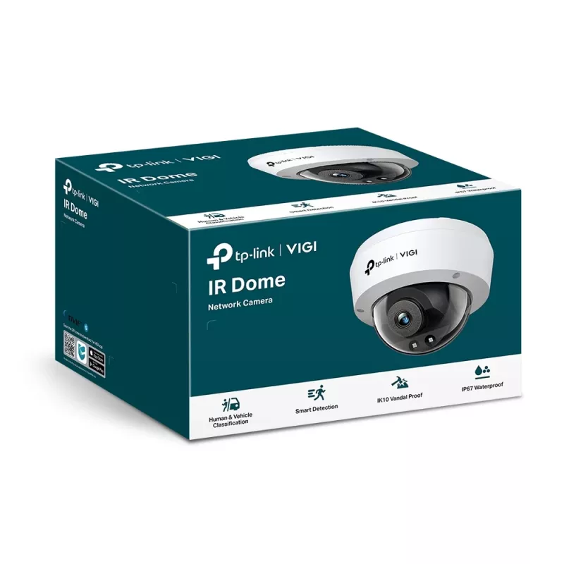 TP-Link VIGI 4MP IR Dome Network Camera, IP security camera, Indoor & outdoor, Wired, CE, BSMI, VCCI, ONVIF, Ceiling/wall, Black, White