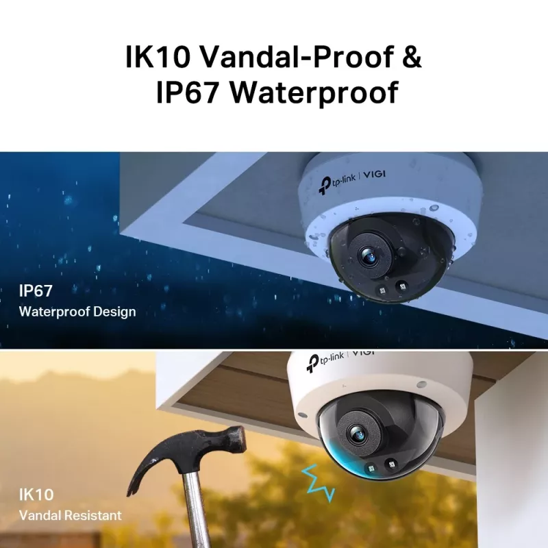 TP-Link VIGI 4MP IR Dome Network Camera, IP security camera, Indoor & outdoor, Wired, CE, BSMI, VCCI, ONVIF, Ceiling/wall, Black, White