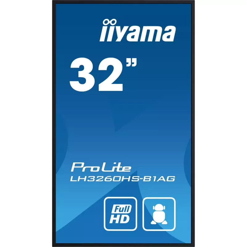 iiyama LH3260HS-B1AG Signage Display Digital A-board 80 cm (31.5 inch) LED Wi-Fi 500 cd/m² Full HD Black Built-in processor Android 11 24/7