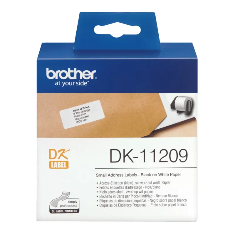 Brother Small Address Labels, Black on white, 800 pc(s), DK, White, Direct thermal, China