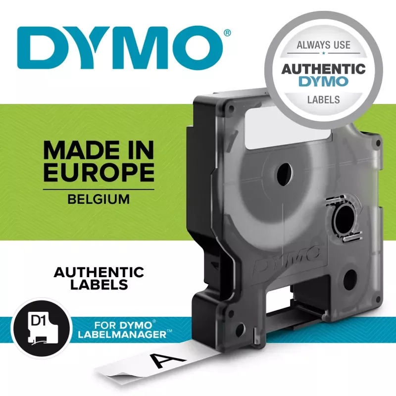 DYMO Authentic D1 Labels | Black Print on Yellow Tape | 6 mm x 7 m | Self-Adhesive Labels for LabelManager Label Makers | Made in Europe