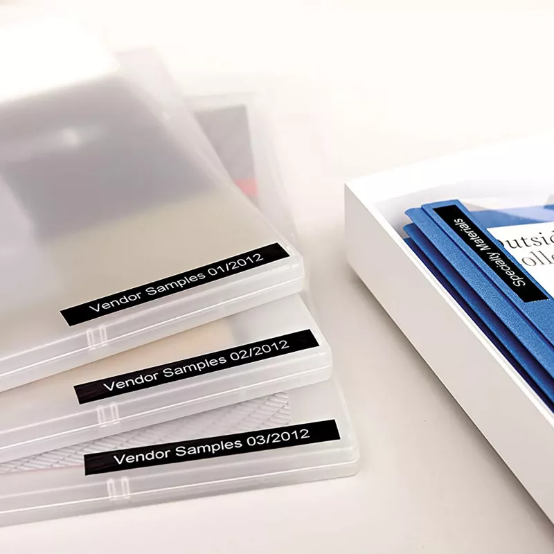 DYMO Authentic D1 Labels | White Print on Black Tape | 12 mm x 7 m | Self-Adhesive Labels for LabelManager Label Makers | Made in Europe