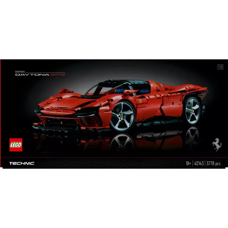 LEGO Technic construction set Ferrari Daytona SP3 1:8 scale, 3 778 pieces, red, 6.99 kg