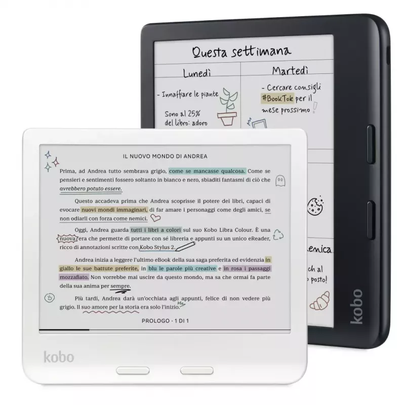 E-book reader Kobo Libra Colour 7 inch E Ink Kaleido, 32 GB, 1264×1680, Wi‑Fi, Bluetooth, Water‑resistant, USB‑C