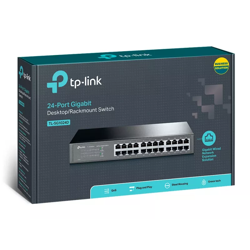 TP-Link 24-Port Gigabit Desktop/Rackmount Network Switch, Unmanaged, Gigabit Ethernet (10/100/1000), Full duplex, Rack mounting