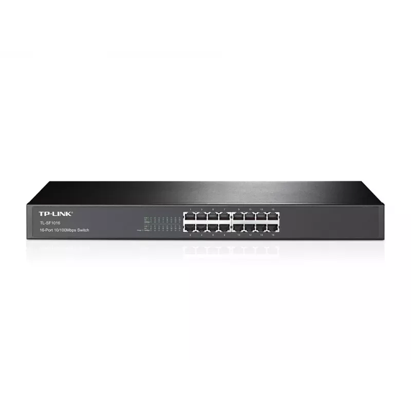 TP-Link 16-Port 10/100Mbps Rackmount Network Switch, Unmanaged, Fast Ethernet (10/100), Rack mounting, 1U
