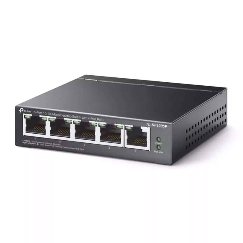 TP-Link 5-Port 10/100Mbps Desktop PoE Switch with 4-Port, Unmanaged, Fast Ethernet (10/100), Full duplex, Power over Ethernet (PoE)