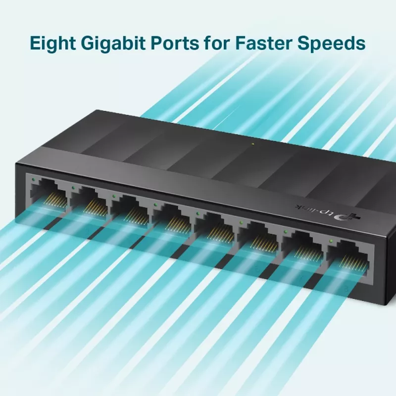 TP-Link 8-Port 10/100/1000Mbps Desktop Network Switch, Unmanaged, Gigabit Ethernet (10/100/1000), Wall mountable