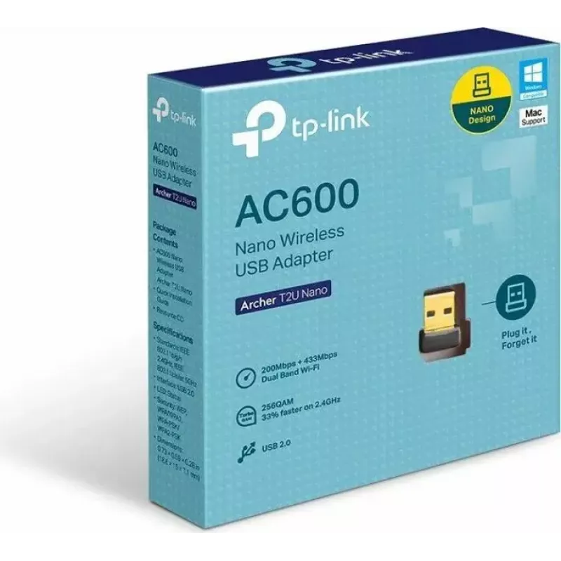 TP-Link Nano AC600 USB WiFi Adapter(Archer T2U Nano)- 2.4G/5G Dual Band Wireless Network Transceiver