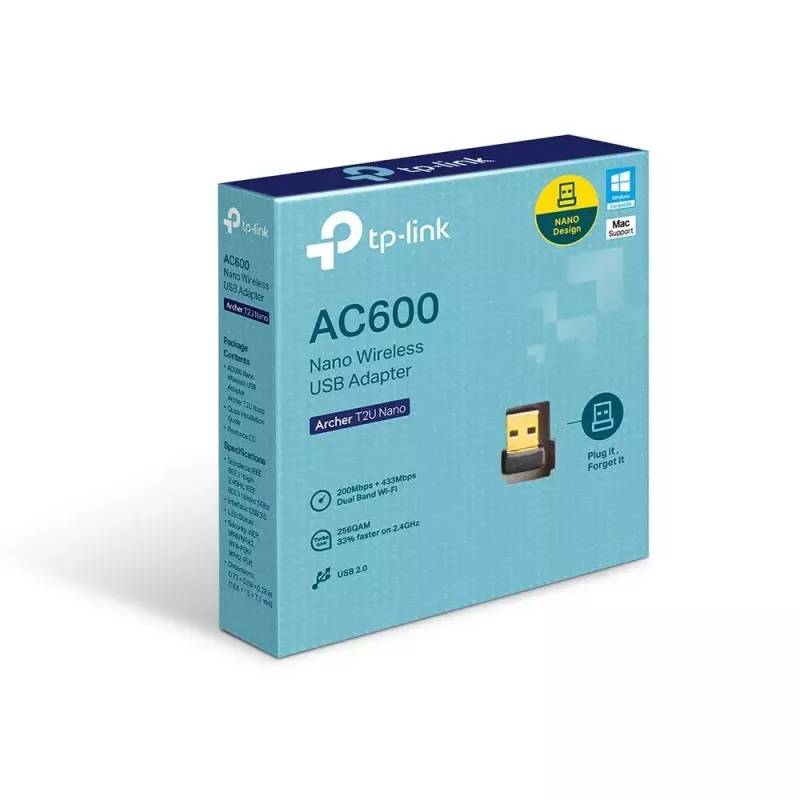 TP-Link Nano AC600 USB WiFi Adapter(Archer T2U Nano)- 2.4G/5G Dual Band Wireless Network Transceiver