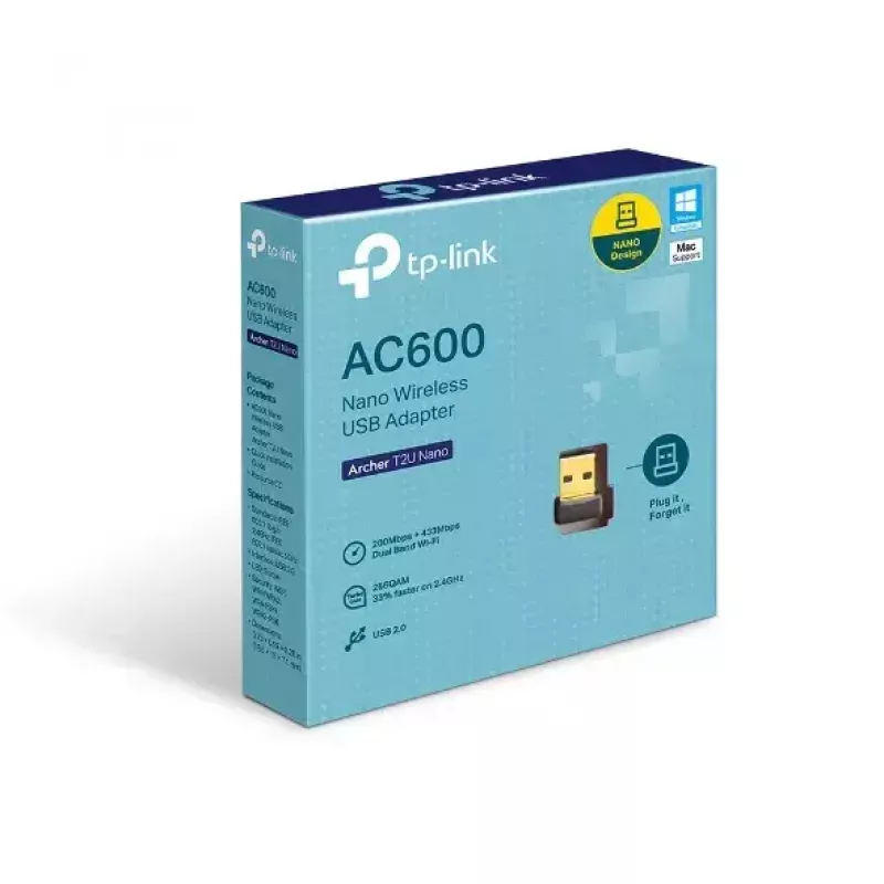 TP-Link Nano AC600 USB WiFi Adapter(Archer T2U Nano)- 2.4G/5G Dual Band Wireless Network Transceiver