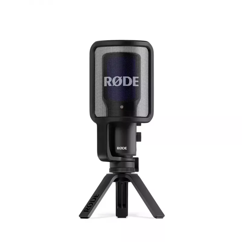 Condenser USB PC microphone RØDE NT-USB+ — cardioid, 24-bit/48 kHz, 20–20000 Hz, 3.5 mm headphone out, USB-C, black