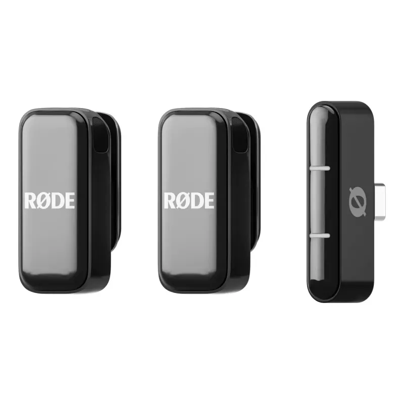 Clip-on wireless microphone system Rode Wireless Micro Black — omnidirectional lavalier, 100 m range, 7 h battery, 48 kHz/24‑bit