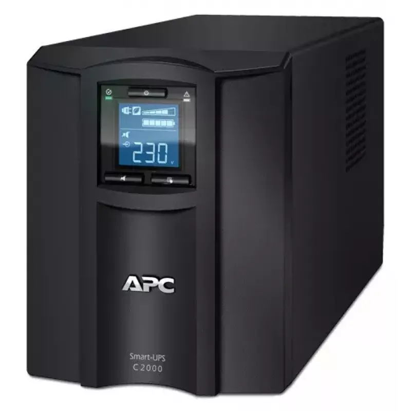 APC Smart-UPS C, Line Interactive, 2000VA, Tower, 230V, 6x IEC C13+1x IEC C19 outlets, USB and Serial communication, AVR, Graphic LCD
