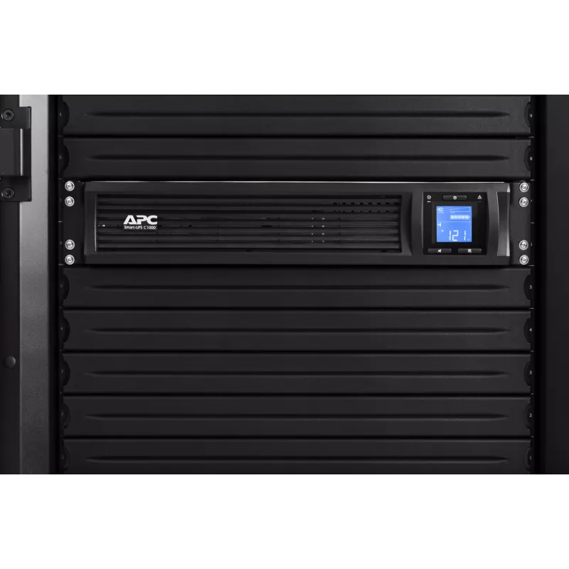 APC Smart-UPS C, Line Interactive, 1000VA, Rackmount 2U, 230V, 4x IEC C13 outlets, SmartConnect port, USB and Serial communication, AVR, Graphic LCD
