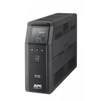 APC Back-UPS Pro, 1200VA/720W, Tower, 230V, 8x IEC C13 outlets, Sine Wave, AVR, USB Type A + C ports, LCD, User Replaceable Battery