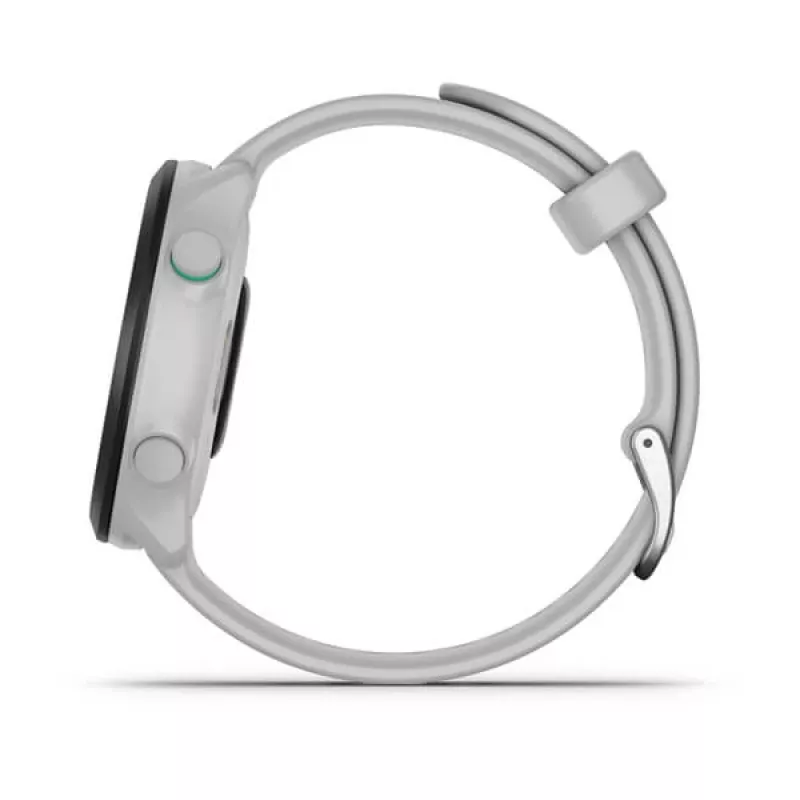 Smartwatch GARMIN Forerunner 55 — 42 mm round sport watch, GPS/GLONASS/Galileo, 14-day battery, 5 ATM, silicone white strap