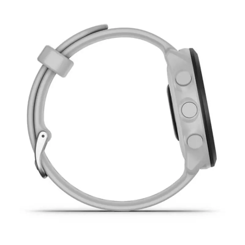 Smartwatch GARMIN Forerunner 55 — 42 mm round sport watch, GPS/GLONASS/Galileo, 14-day battery, 5 ATM, silicone white strap