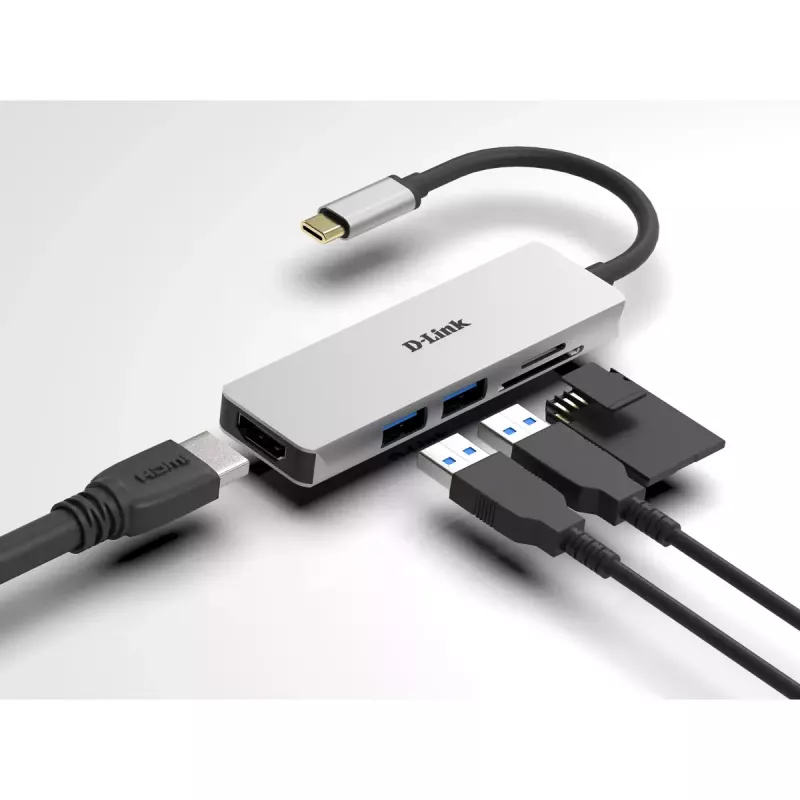 D-Link 5-in-1 USB-C Hub with HDMI and SD/microSD Card Reader