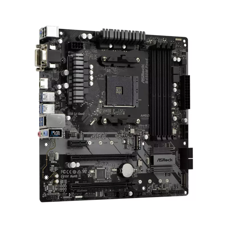 Motherboard ASRock B450M PRO4 AMD B450 Socket AM4 micro ATX