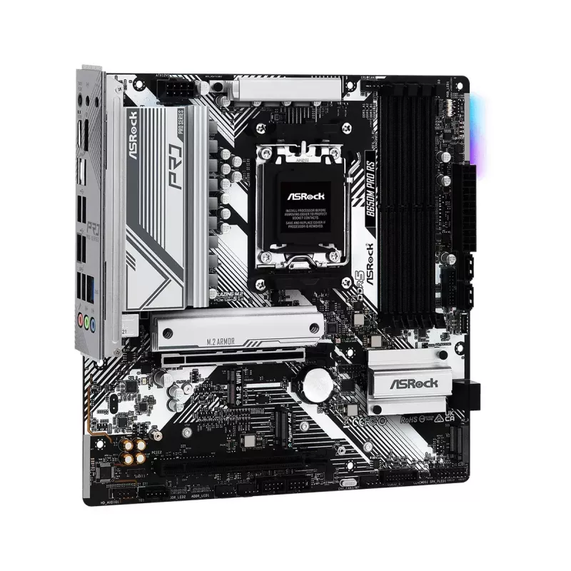 Motherboard ASRock B650M Pro RS — AMD B650, Socket AM5, micro ATX, DDR5, 4x DIMM, 128 GB, 2.5Gb LAN, 1x M.2, HDMI, DP