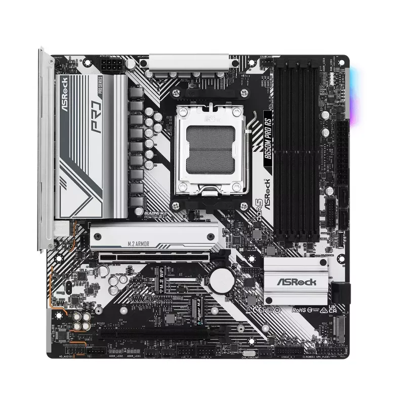 Motherboard ASRock B650M Pro RS — AMD B650, Socket AM5, micro ATX, DDR5, 4x DIMM, 128 GB, 2.5Gb LAN, 1x M.2, HDMI, DP