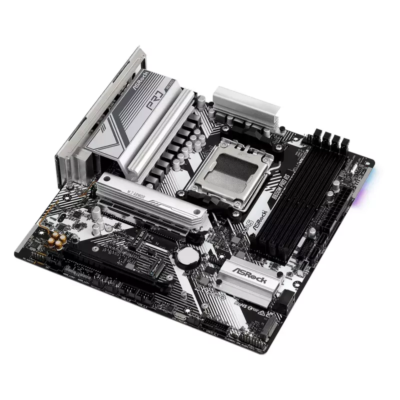 Motherboard ASRock B650M Pro RS — AMD B650, Socket AM5, micro ATX, DDR5, 4x DIMM, 128 GB, 2.5Gb LAN, 1x M.2, HDMI, DP