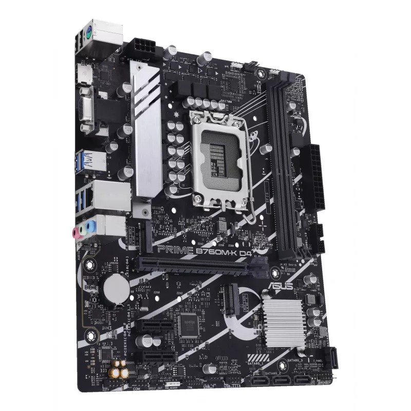 Motherboard ASUS PRIME B760M-K D4 — Intel B760, LGA 1700, Micro ATX, 2x DDR4 DIMM, 64 GB, M.2, SATA III, 2.5Gb Ethernet