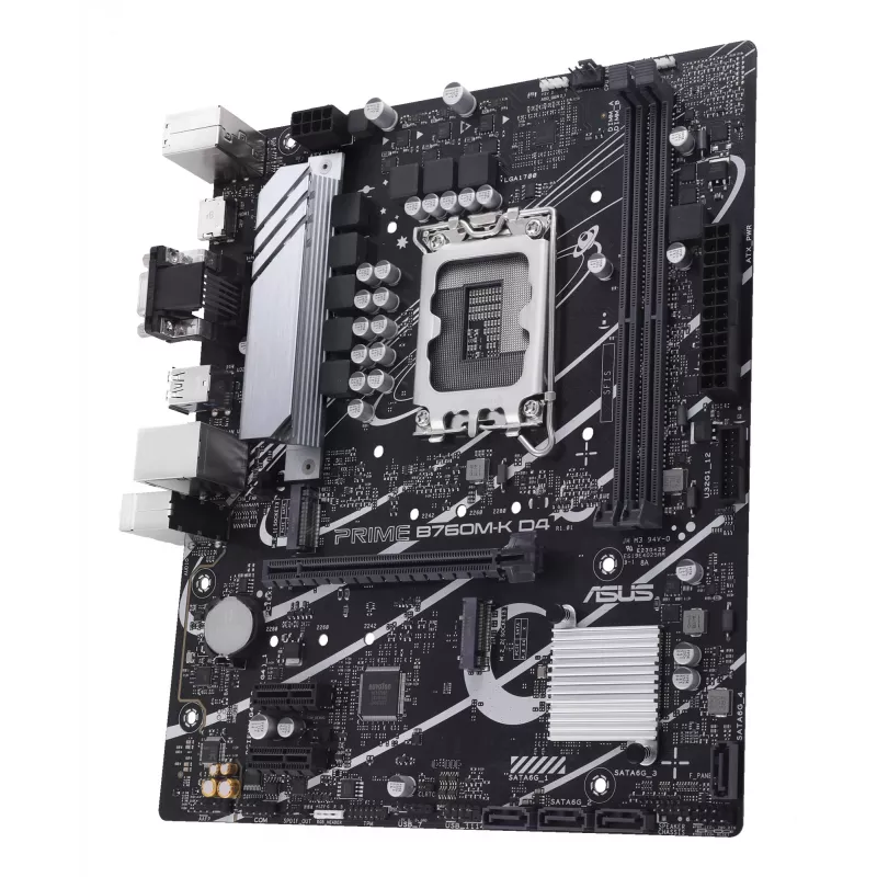 Motherboard ASUS PRIME B760M-K D4 — Intel B760, LGA 1700, Micro ATX, 2x DDR4 DIMM, 64 GB, M.2, SATA III, 2.5Gb Ethernet