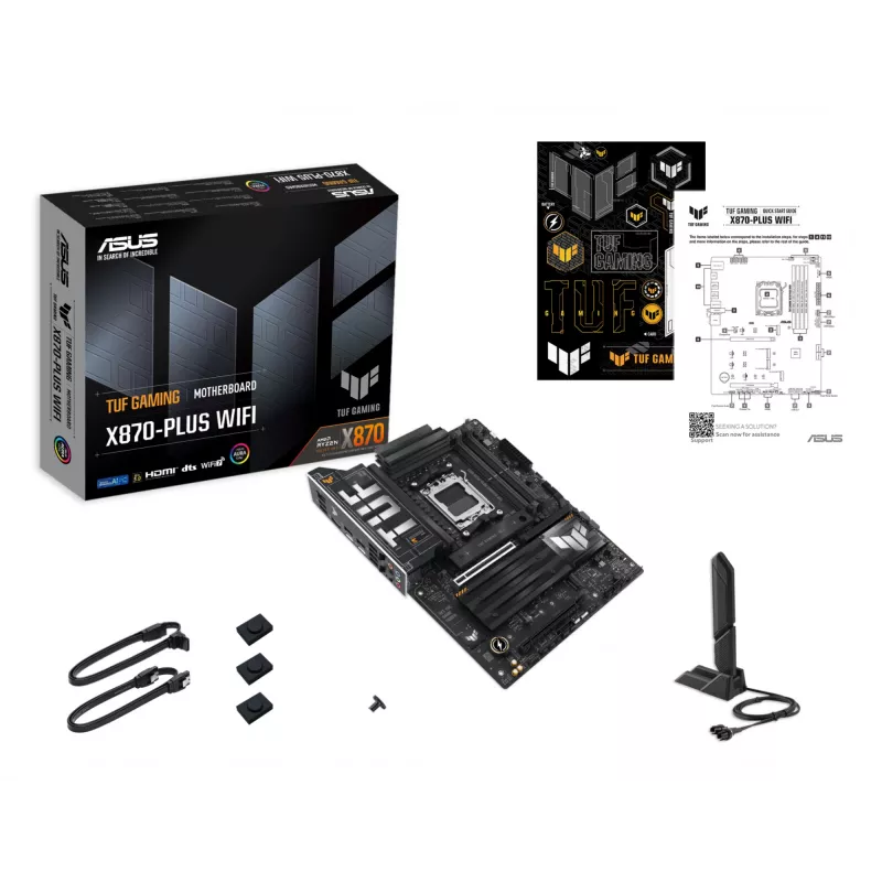 Motherboard ASUS TUF GAMING X870-PLUS WIFI — AMD X870, Socket AM5, ATX, DDR5, 4 DIMM, Wi‑Fi 7, Bluetooth 5.4