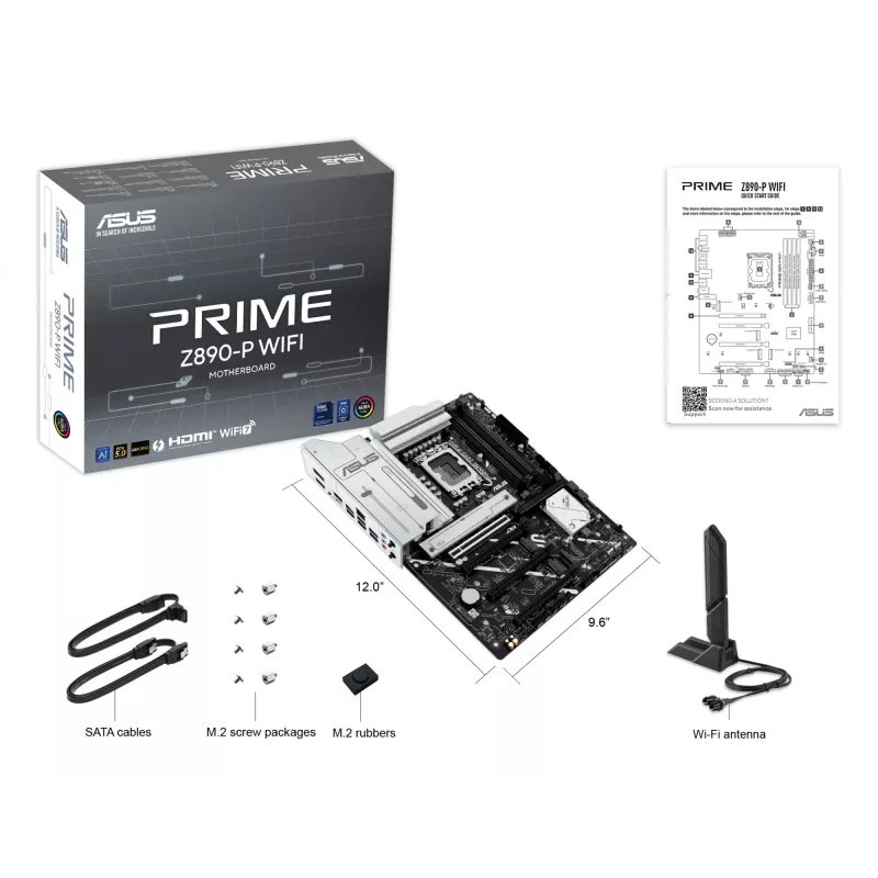 Motherboard ASUS PRIME Z890‑P WIFI Intel Z890 LGA 1851 ATX, DDR5, 4x DIMM, 4x M.2, Wi‑Fi 7, 2.5Gb LAN