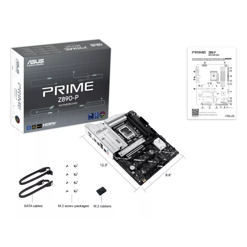 Motherboard ASUS PRIME Z890-P — Intel Z890, LGA 1851, ATX, DDR5, 4x DIMM, 192GB, 4x M.2, 2.5Gb LAN, HDMI 2.1, 1x USB-C