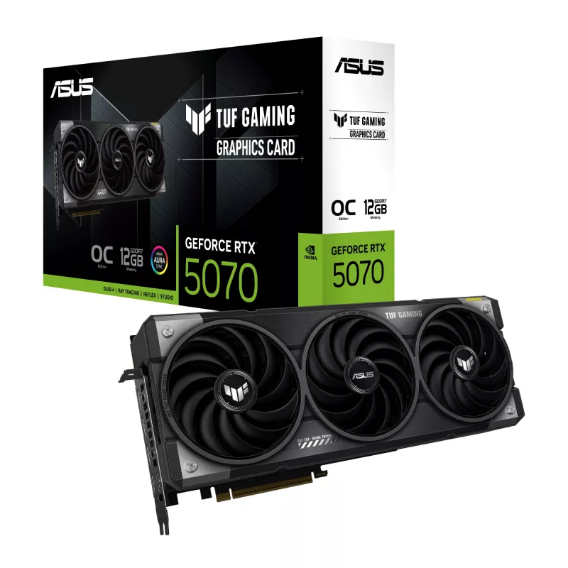 Graphics Card ASUS GeForce RTX 5070 12 GB GDDR7, PCIe 5.0, 192-bit, OC, 3xDP 2.1b + 2xHDMI 2.1b, 3-fan, 750W PSU