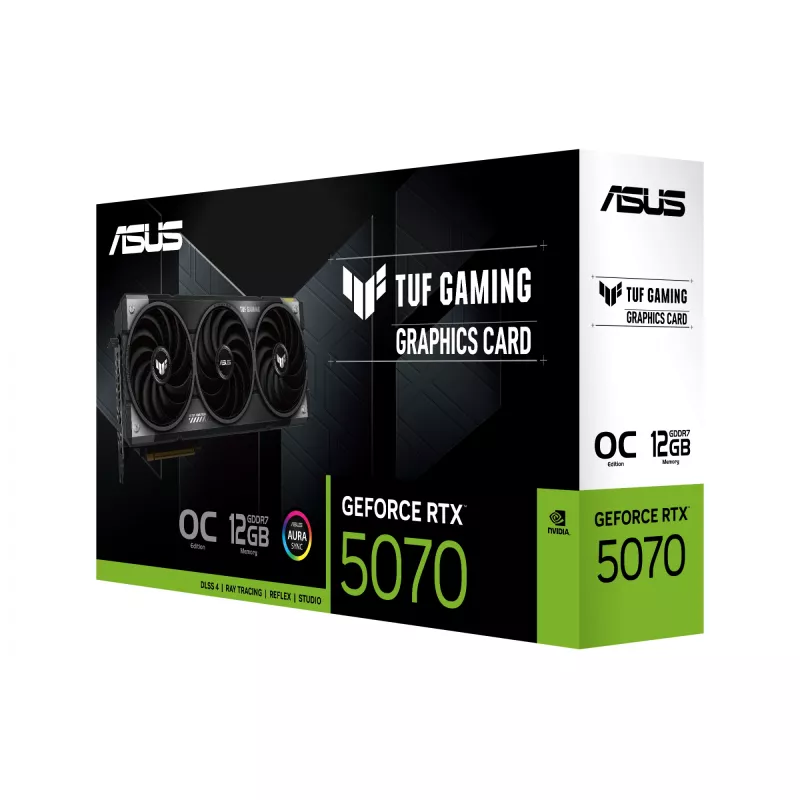 Graphics Card ASUS GeForce RTX 5070 12 GB GDDR7, PCIe 5.0, 192-bit, OC, 3xDP 2.1b + 2xHDMI 2.1b, 3-fan, 750W PSU