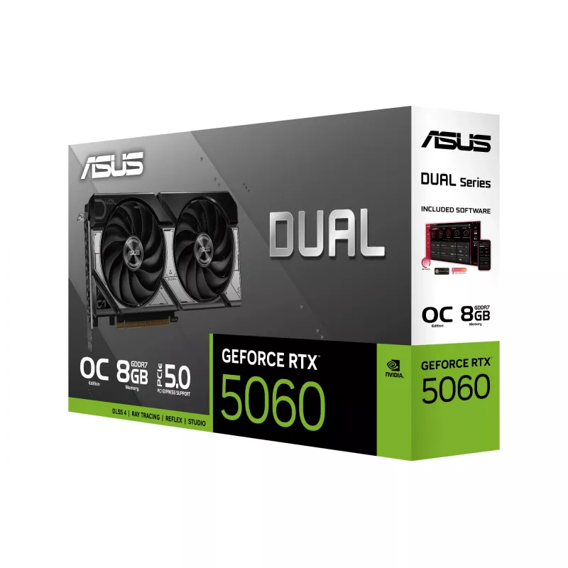 Graphics card ASUS GeForce RTX 5060 — 8 GB GDDR7, 128-bit, PCIe 5.0, DisplayPort 2.1b x3, HDMI 2.1b