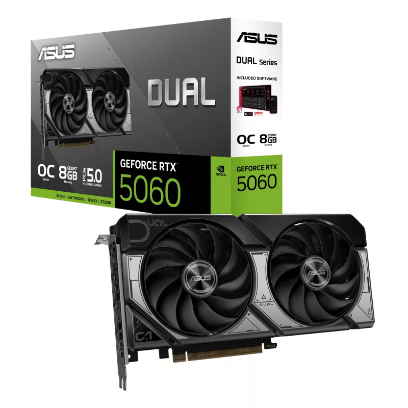 Graphics card ASUS GeForce RTX 5060 — 8 GB GDDR7, 128-bit, PCIe 5.0, DisplayPort 2.1b x3, HDMI 2.1b